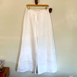 Celine White Linen Wide Leg Pants